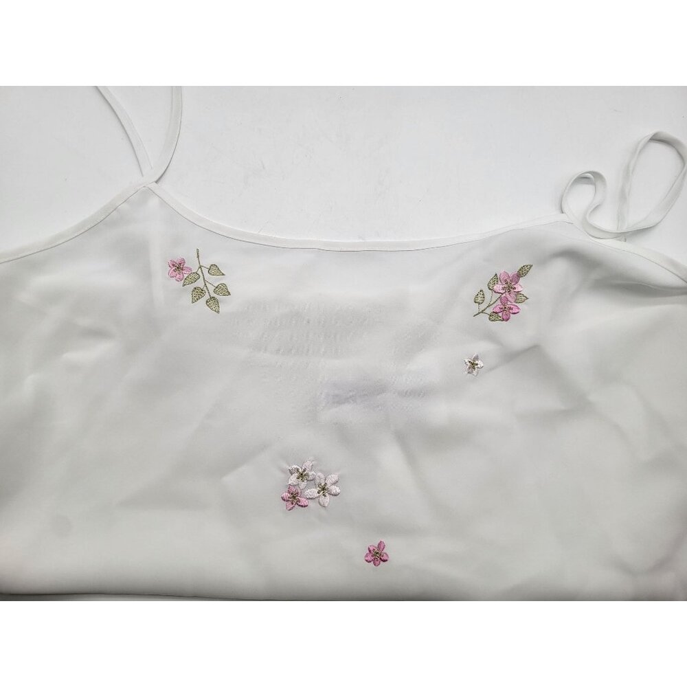 VTG Secret Treasures Nightie Womens M Floral Embroidered Nightgown Bridal Fairy - Picture 4 of 10
